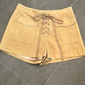 JOA high rise corset front corduroy shorts
